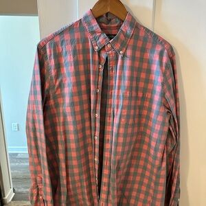 J. Crew Factory Pink and Gray Plaid Men's Shirt